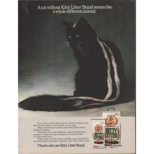 Kitty Litter Brand Black and White Cat Fresh Litter Advertising Print Ad 1983